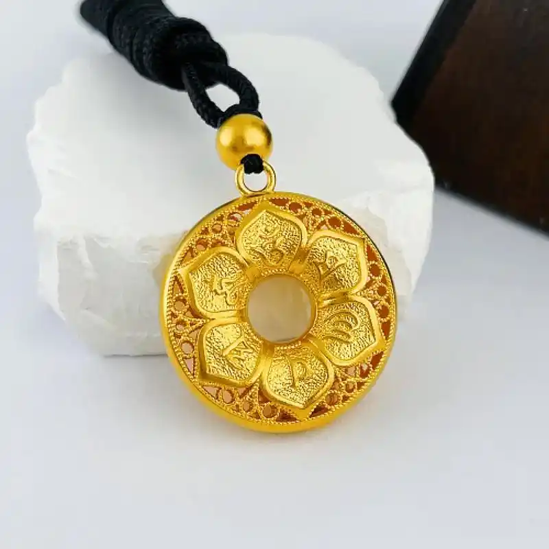 97六字真言花型平安扣吊坠78  - 抖音