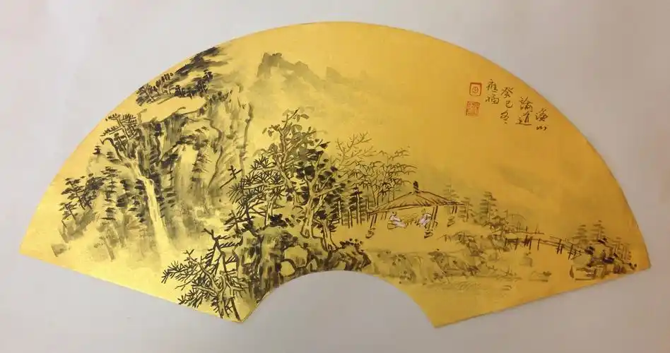 田应福迷人的山水小品扇面一