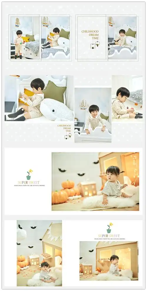 e93原创n8百天儿童psd模板简洁样册2021影楼相册设计排版素材方版