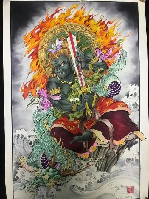 皮痒画の不动明王纹身手稿