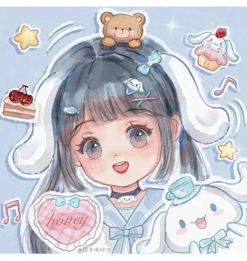 可爱头像女卡通呆萌 #女生头像属于你的限量版 #姐妹头像换 - 兑趑