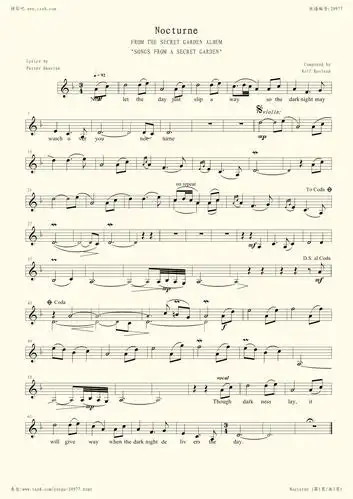 钢琴谱:01,nocturne-夜曲(神秘园之歌钢琴谱全集)