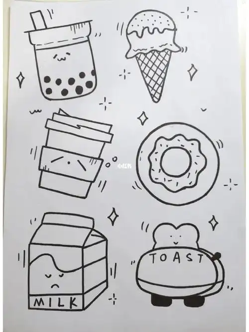 一些可可爱爱的食物92909305#儿童画  #简笔画教程  #幼师考