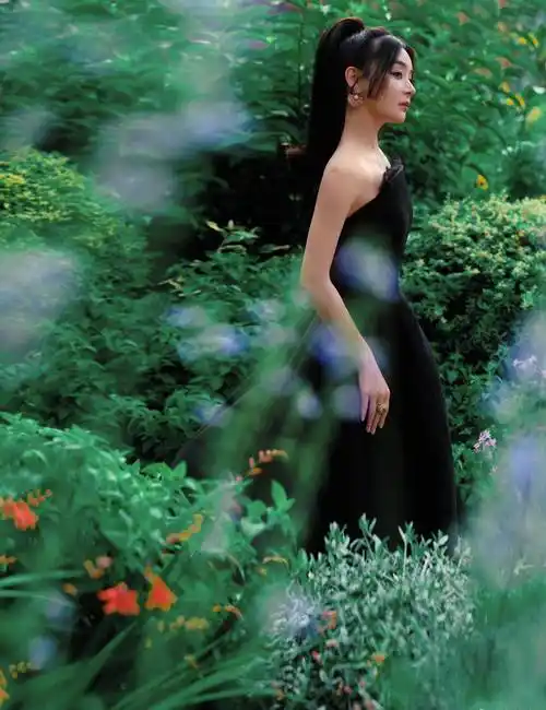 袁姗姗黑色礼服性感香肩写真_网友_气质_照片