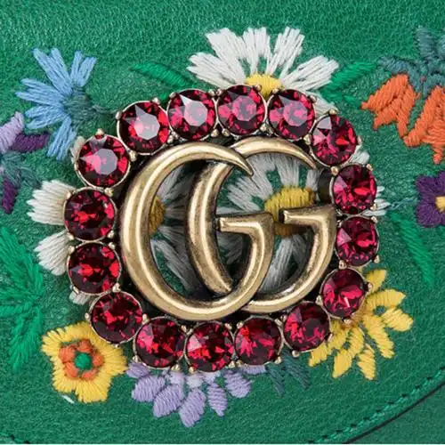 gucci/古驰女士花卉动物图案名族甜美风单肩包 牛皮