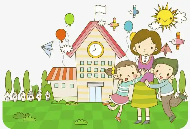 关键词 : 学校,学生,老师,绿色的,气球,可爱的,草地