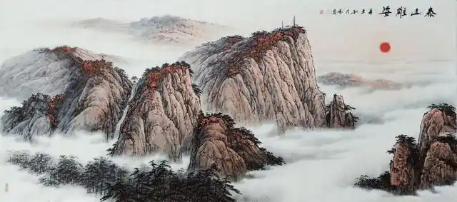 于承恩山水画作品气势磅礴,烟云氤氲,意境深远