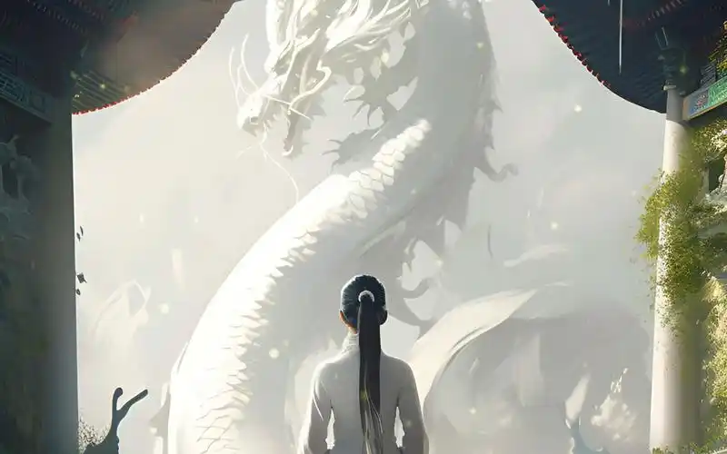 4k高清壁纸,少女与白龙,有新海诚那味儿了