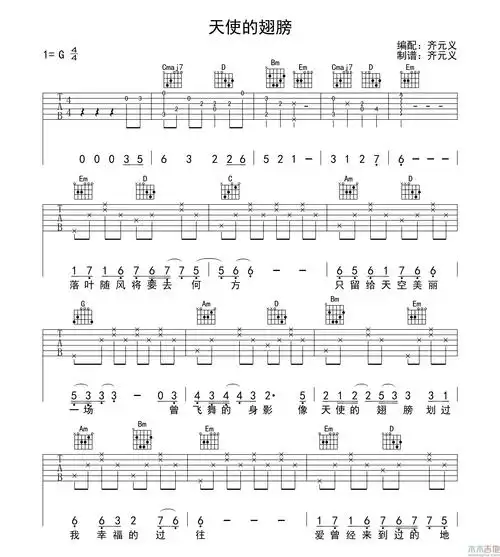 天使的翅膀(简单版)吉他谱 天使的翅膀(简单版)吉他谱简单版-天使的