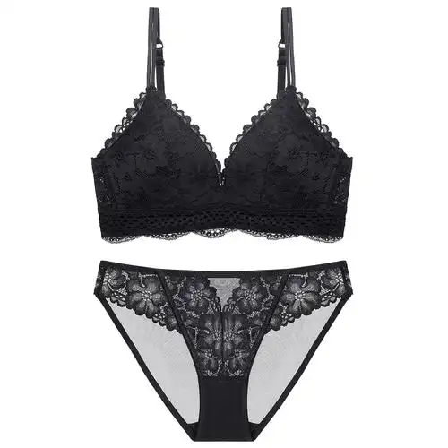 新款性感复古蕾丝花纹女士内衣舒适薄款胸罩无钢圈文胸套装5033