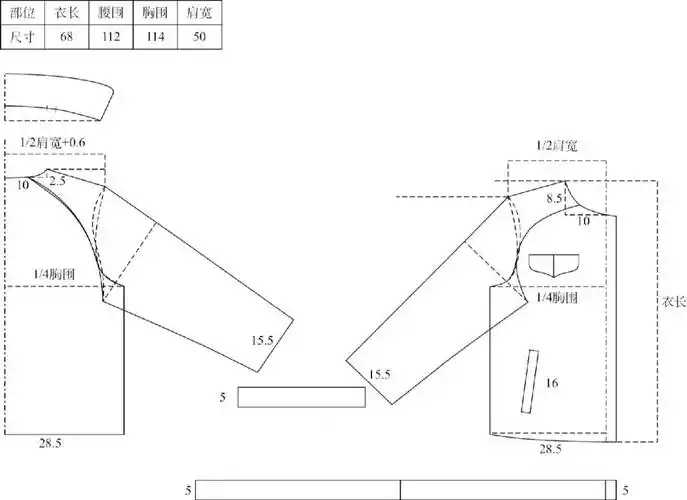 插肩袖外套裁剪图男装制版牛仔外套裁剪图
