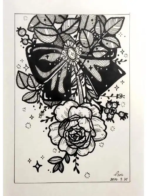 黑白装饰画月季