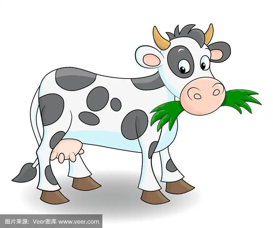 可爱的,草,母牛,卡通,农业