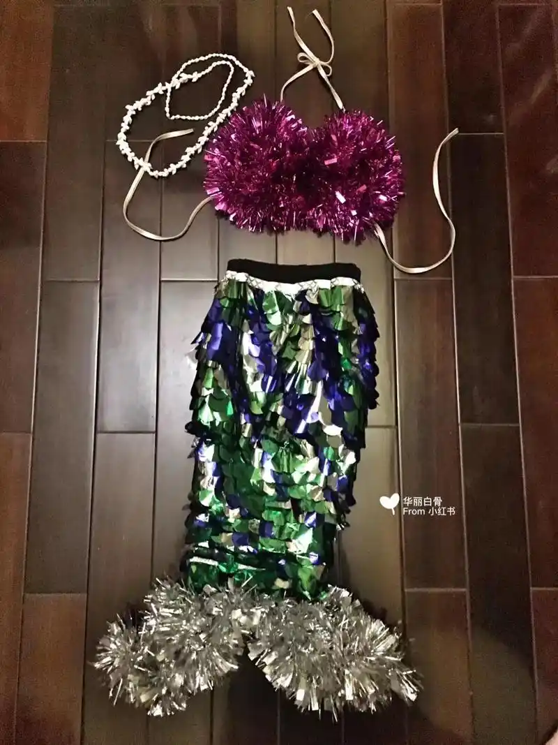 自制舞台美人鱼装_幼儿园_周末_亲子_裙子_镂空_母婴_婴童时尚