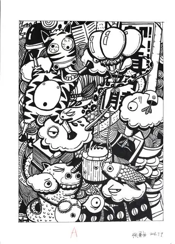 视觉传达设计手绘作品黑白装饰画手绘作品海报手绘作品