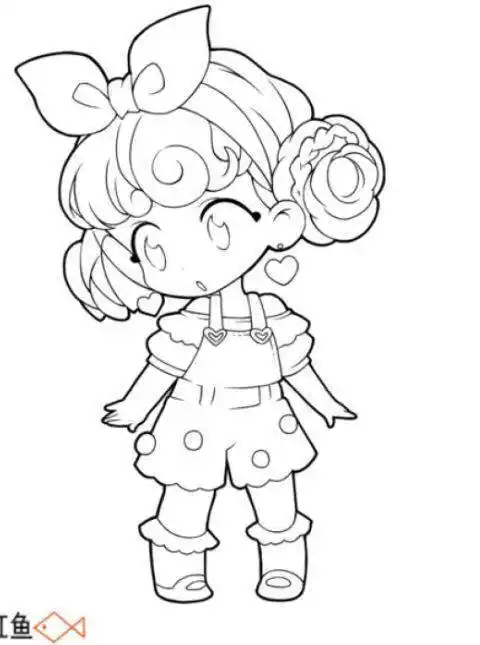 q版人物黑白线稿千山万水之间箫声难觅