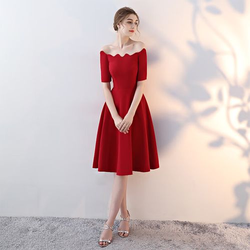 百丽驼美士(balitomms)一字肩新娘敬酒服新款结婚礼服韩式回门宴会