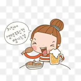 卡通女孩吃东西齐刘海