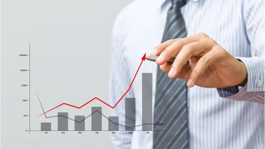 手绘折线图的商务白领ppt背景图片