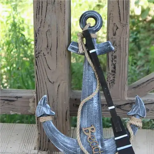 地中海做旧锚60公分仿古色带船桨海锚船锚舵手锚图片