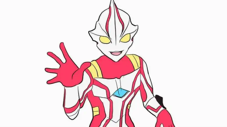 正在打招呼的梦比优斯奥特曼儿童卡通简笔画