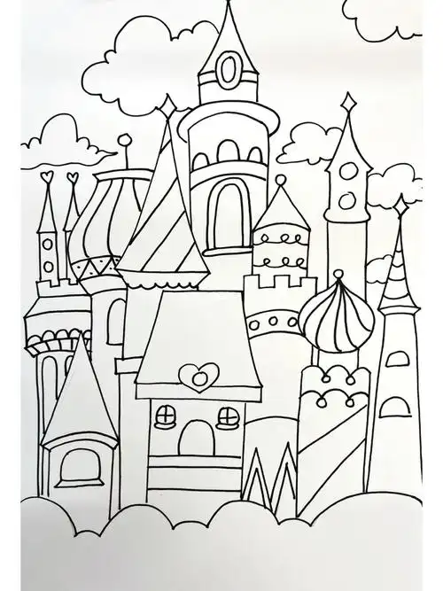 15形状线条组合26615构图技巧#一起学画画  #画画的日常  #城堡