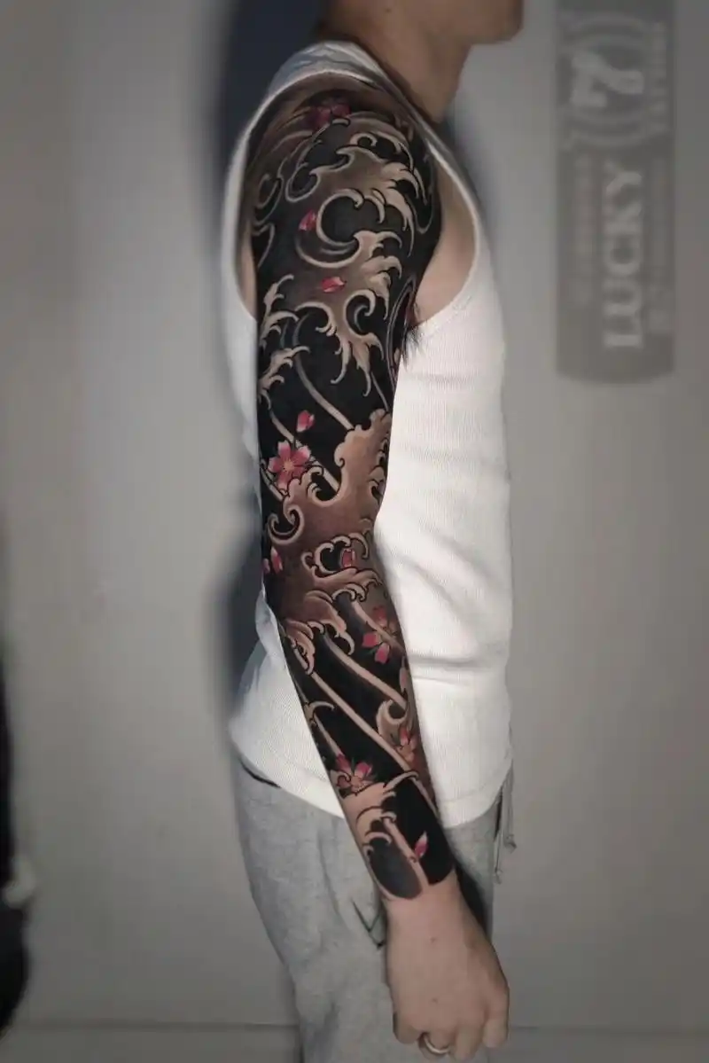 上海纹身|樱花包臂(修改/遮盖) 浪里个浪 98 焕然一新94老传统