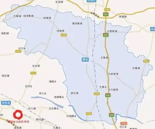 曹县版图呈西北-东南走向. 长74公里,宽11-40公里. 4.莒县