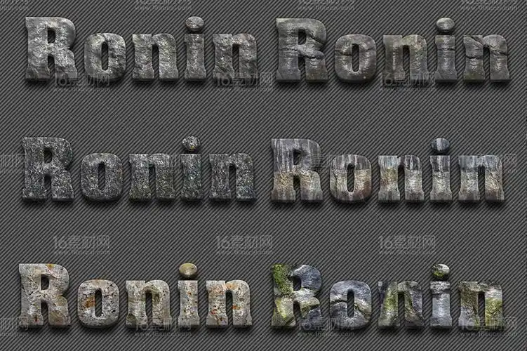 36个石头纹理特效ps字体样式 - 素材中国16素材网