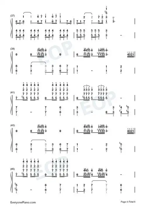 钢铁洪流进行曲-难度版双手简谱预览4