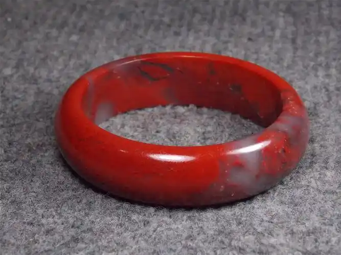 桂林鸡血玉玉石手镯全红料大红袍冻底女款天然玉镯56内径转运招财