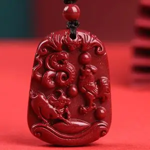2022年朱砂蛇鸡牛三合贵人吊坠生肖属牛本命年吉祥物饰品男女