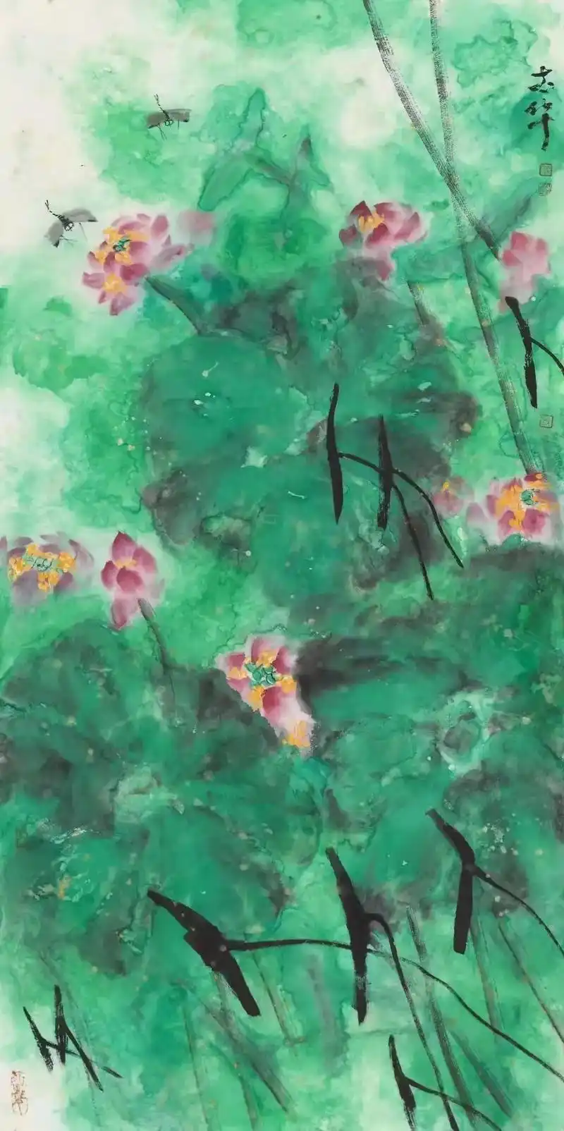 发几幅馆藏精品,叶志华荷花,吕大江山水画,崔进老师人物,冯四 - 抖音