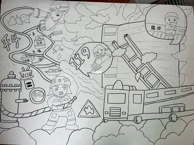 消防主题绘画
