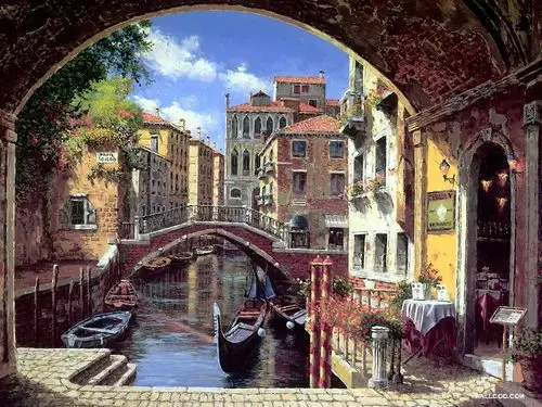 欧洲小镇风情:sung sam park油画壁纸_风景_太平洋电脑网