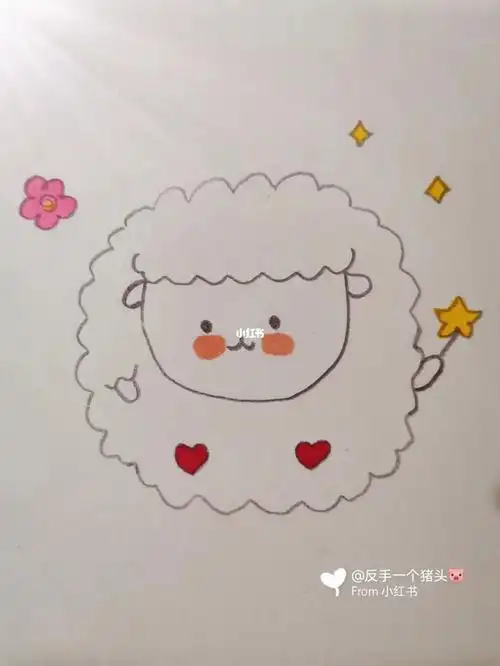 简笔画-可爱小羊附教程简笔画教程绘画临摹简笔