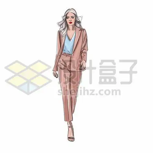 身穿小西装的商务女士职场人士手绘插画3602792矢量图片免抠素材