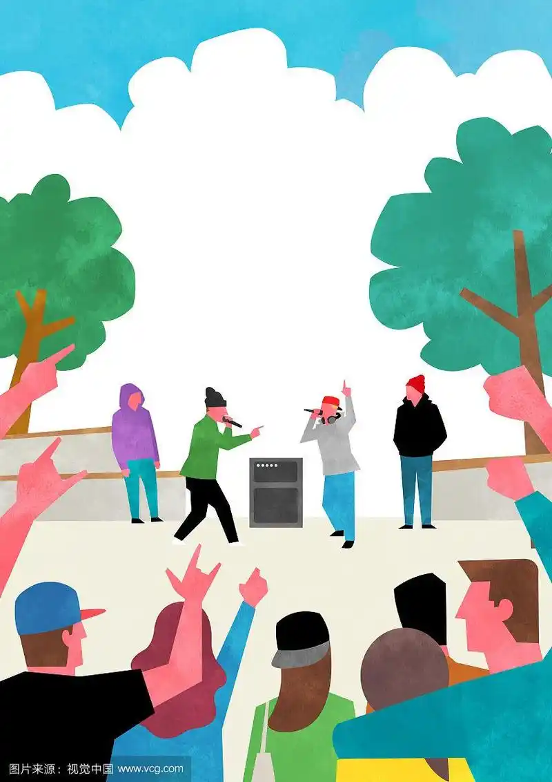 矢量-露天节日背景,一群人聚会插图006