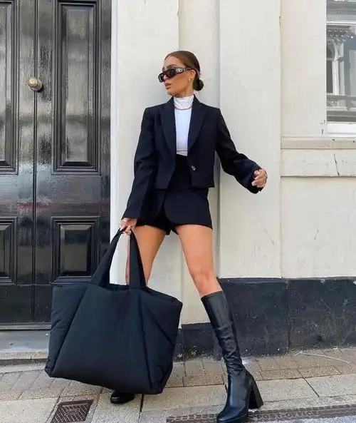 欧美时尚达人的短款西装外套穿搭百搭时髦又显腿长值得学习