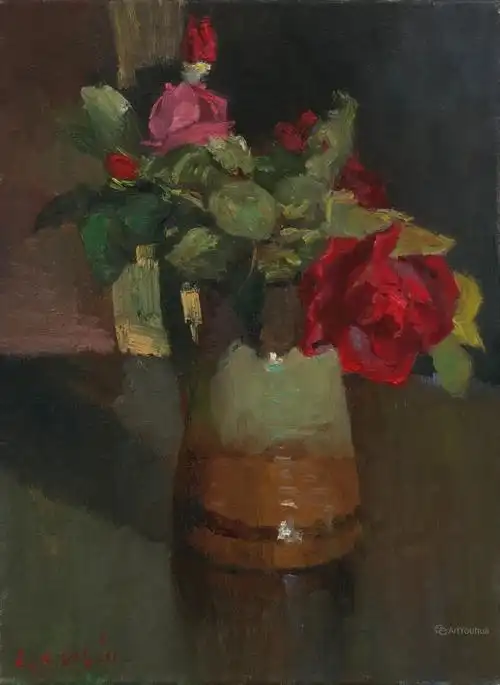 看得清笔触的大师花卉静物杨鸣山油画欣赏