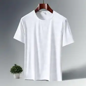 新款冰丝短袖t恤男夏季年新款印花弹力速干衣男士弹力运动打底衫白色m