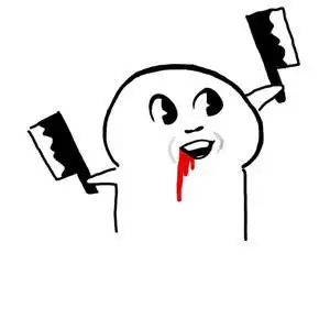 小人大眼萌嘴角流血双手持刀-发表情