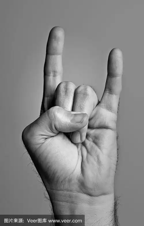 黑白相间的摇滚手势