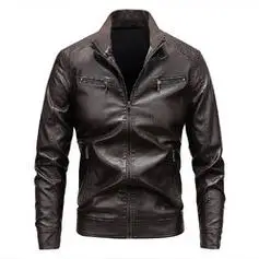 男士夹克_罗冠 秋冬上男式pu皮衣中青年皮夹克机车立领休闲薄款男外套