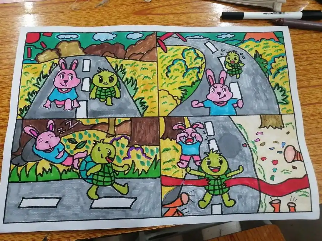 四宫格故事插画/《龟兔赛跑》 当代手残党03 学前教育烦恼 逃不过