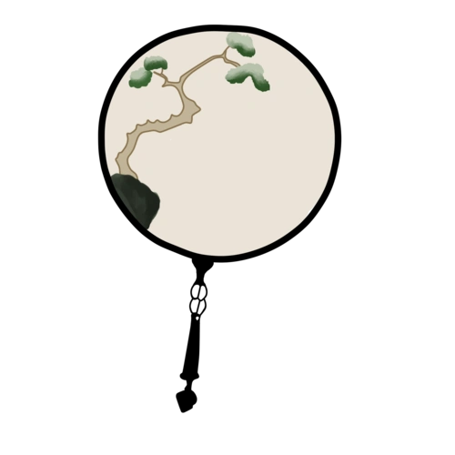 古风暖系扇子圆扇png图图片