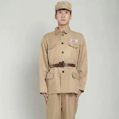 军装50式演出服解放志愿军英雄赞歌老式土黄成人儿童抗美援朝49式