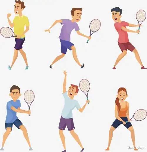 打网球的卡通人物png素材透明免抠图片卡通手绘