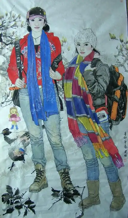 桑建国都市少女写意人物欣赏