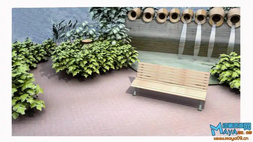 公园里的休闲作为场景maya模型下载!